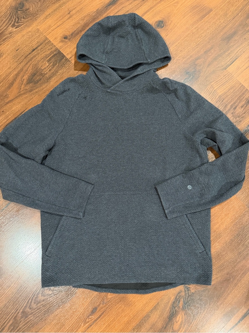 Lululemon At Ease Hoodie Pullover Size Large Heathered Black HBLK/BLK